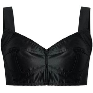Dolce & Gabbana, Dames, Tops, Zwart, Maat: 3XS Satijn,