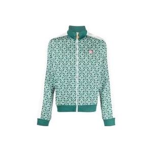 Casablanca Groene Monogram Track Jacket met Jacquard Side Stripe , Green , Heren , Maat: M