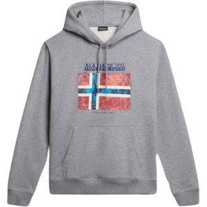 Napapijri, Heren, Sweatshirts & Hoodies, Grijs, Maat: L Katoen,