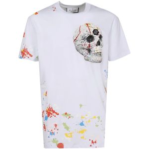 Philipp Plein, Heren, Tops, Wit, Maat: M Katoen,