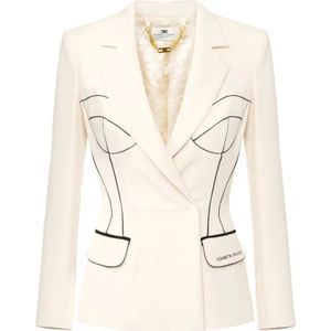 Elisabetta Franchi, Dames, Jassen, Beige, Maat: XL Leer,