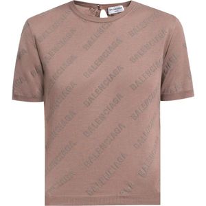 Balenciaga, Dames, Tops, Bruin, Maat: L Katoen,