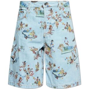 Off White, Heren, Korte broeken, Blauw, Maat: W31 Katoen,