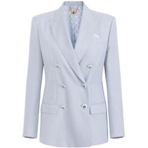 Elisabetta Franchi, Dames, Jassen, Blauw, Maat: S Wol,