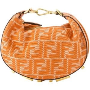 Fendi, Dames, Tassen, Oranje, Maat: ONE Size Denim,