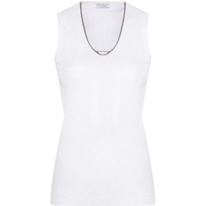 Brunello Cucinelli, Dames, Tops, Wit, Maat: 2XS