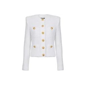 Balmain Miami tweed 4-zakken jas , White , Dames , Maat: S