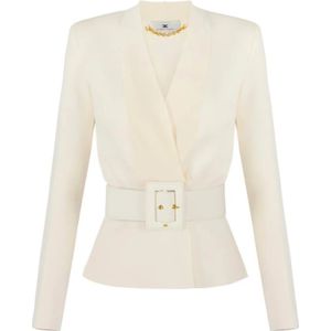 Elisabetta Franchi, Dames, Jassen, Beige, Maat: XS Viscose,