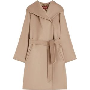 Max Mara Studio, Dames, Mantels, Bruin, Maat: 3XS Wol,
