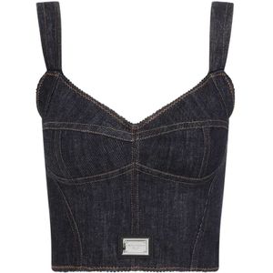 Dolce & Gabbana, Dames, Tops, Blauw, Maat: 2XS Katoen,