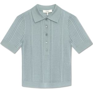 Chloé Wollen polo , Blue , Dames , Maat: M