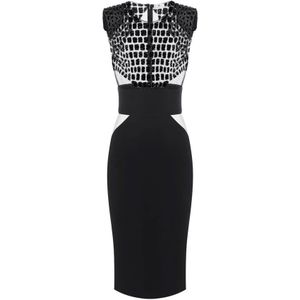 Elisabetta Franchi, Dames, Jurken, Zwart, Maat: S Leer,