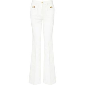 Elisabetta Franchi, Dames, Jeans, Wit, Maat: W27 Katoen,