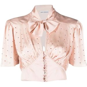 Rabanne, Dames, Blouses & Shirts, Roze, Maat: 2XS Poliester,