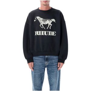 Rhude, Heren, Sweatshirts & Hoodies, Zwart, Maat: S Katoen,