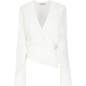 The Attico, Dames, Blouses & Shirts, Wit, Maat: S Katoen,