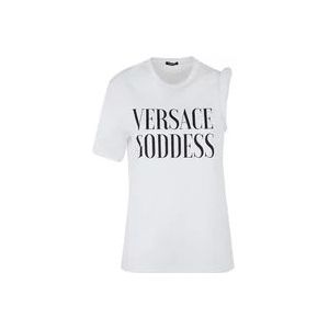 Versace Godin Print T-Shirt , White , Dames , Maat: S