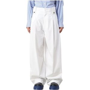 Bottega Veneta, Dames, Broeken, Wit, Maat: 2XS Leer,