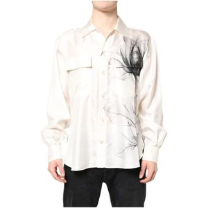 Dolce & Gabbana, Heren, Overhemden, Beige, Maat: L Zijde,