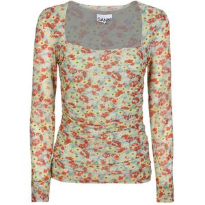 Ganni, Dames, Blouses & Shirts, Veelkleurig, Maat: 2XS Nylon,