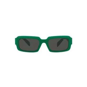 Prada Groene vierkante acetaat zonnebril , Green , unisex , Maat: 54 MM