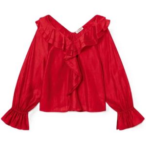 SoSUE, Dames, Blouses & Shirts, Rood, Maat: XS Zijde,