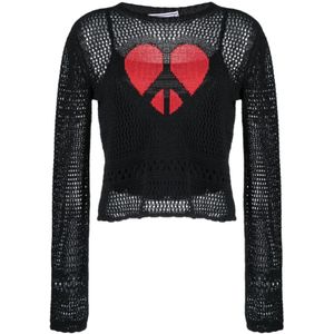 Moschino, Dames, Truien, Zwart, Maat: S Katoen,