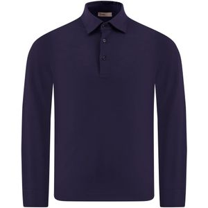Herno - Polo Shirt - Blauw - Wollen Blend