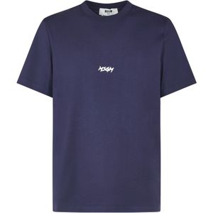 Msgm, Heren, Tops, Blauw, Maat: M Katoen,