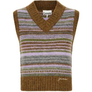 Ganni, Dames, Truien, Veelkleurig, Maat: M Wol,