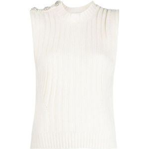 Ganni Casual Witte Wollen Vest , White , Dames , Maat: M