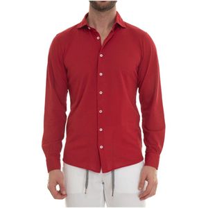 Gran Sasso, Heren, Overhemden, Rood, Maat: M Katoen,