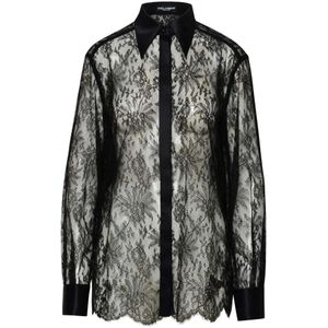 Dolce & Gabbana, Dames, Blouses & Shirts, Zwart, Maat: XS Zijde,