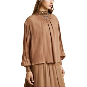 Pepe Jeans, Dames, Blouses & Shirts, Bruin, Maat: L Viscose,