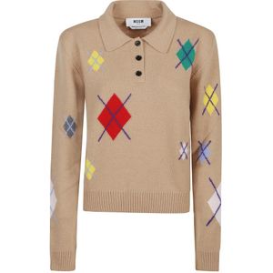 Msgm, Dames, Truien, Beige, Maat: L Wol,