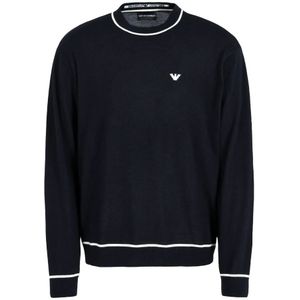 Armani - Heren - Gebreide Trui - Blauw - Wol