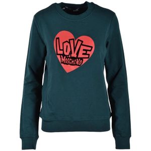 Love Moschino, Dames, Sweatshirts & Hoodies, Groen, Maat: S Katoen,