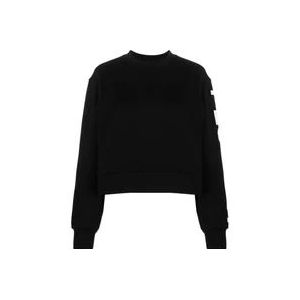 Peuterey Zwart Logo-Print Katoenen Sweatshirt , Black , Dames , Maat: M