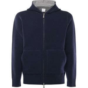 Eleventy, Heren, Sweatshirts & Hoodies, Blauw, Maat: L Wol,