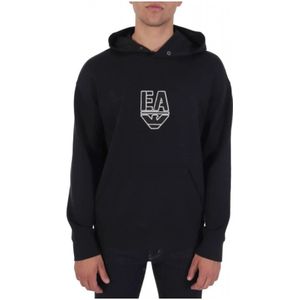 Emporio Armani, Heren, Sweatshirts & Hoodies, Blauw, Maat: 2XL Katoen,