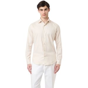 Eleventy, Heren, Overhemden, Beige, Maat: M Katoen,