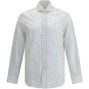 Brunello Cucinelli, Heren, Overhemden, Wit, Maat: L Katoen,