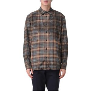 Mauro Grifoni, Heren, Overhemden, Bruin, Maat: XL Flanel,