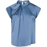 Neo Noir - Blouse - Blauw - Satijn - Bloemenprint - Lange Mouwen