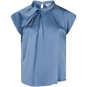 Neo Noir - Blouse - Blauw - Satijn - Bloemenprint - Lange Mouwen