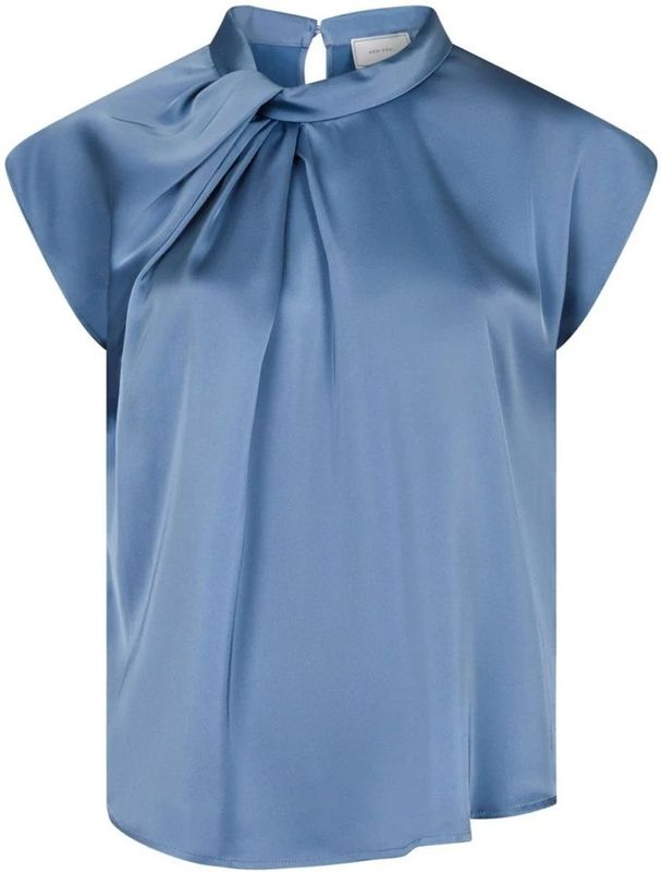 Neo Noir - Blouse - Blauw - Satijn - Bloemenprint - Lange Mouwen