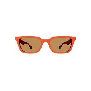 Gucci Gele Oranje Zonnebril voor Vrouwen , Orange , Dames , Maat: 55 MM