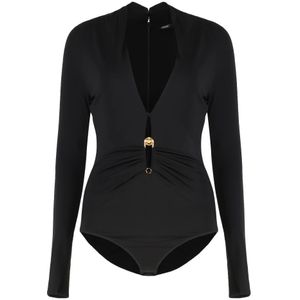 Versace - Bodysuit - Zwart - Met Decoratieve Veiligheidsspeld