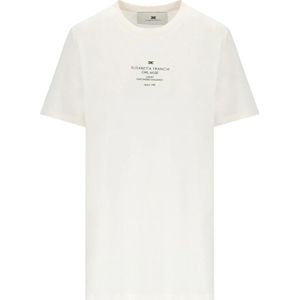 Elisabetta Franchi, Dames, Tops, Wit, Maat: S Katoen,