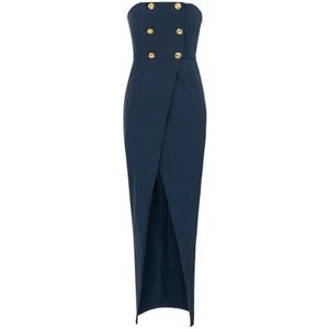 Elisabetta Franchi, Dames, Jurken, Blauw, Maat: XS Satijn,